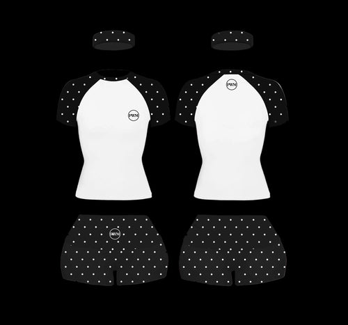 black polka set