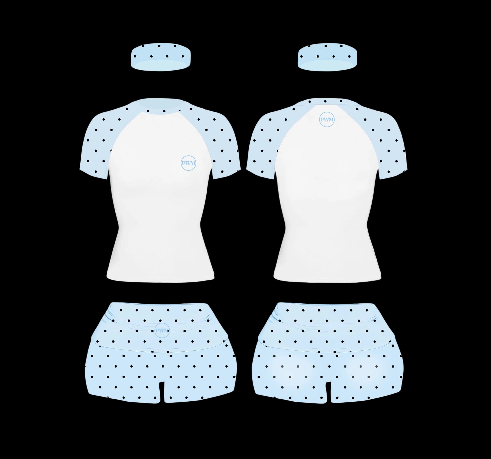 blue polka set
