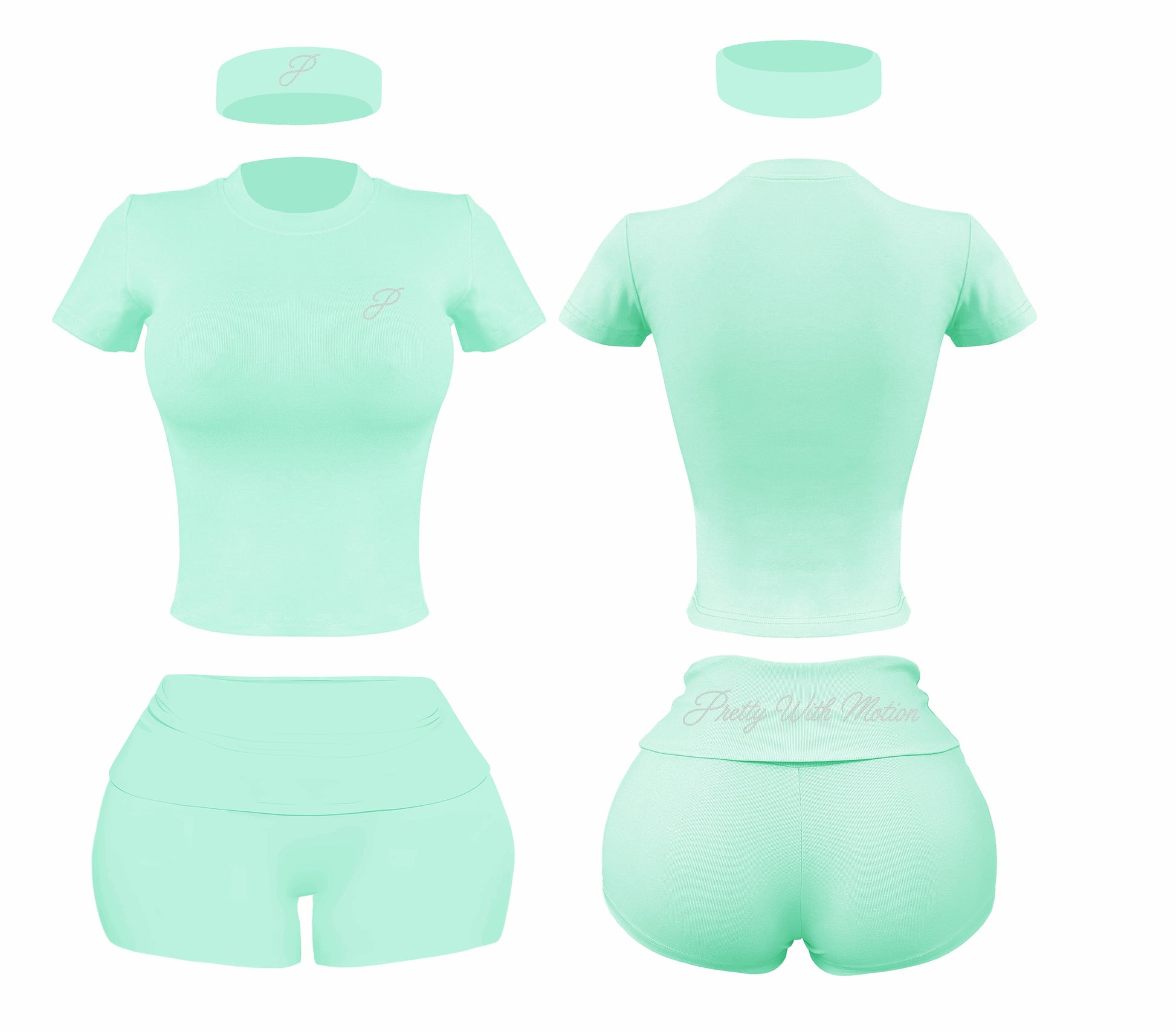 teal rhinestone set